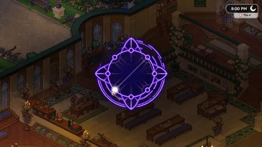 A glowing spellcasting pattern during individual spell tuition